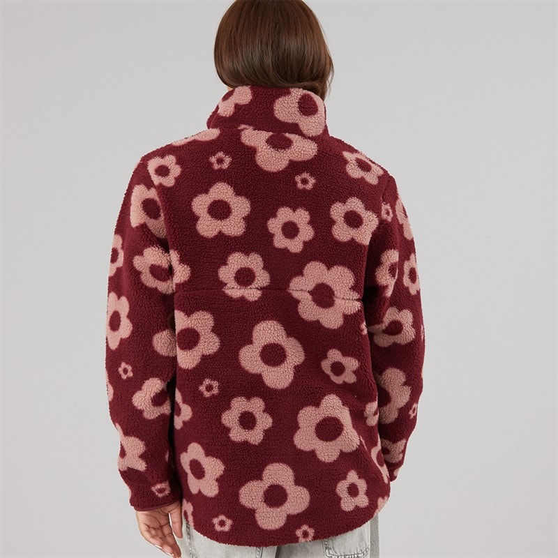 Womens Dessa 1/4 Zip Fleece Cordovan/Light Dusky Pink - Image 2