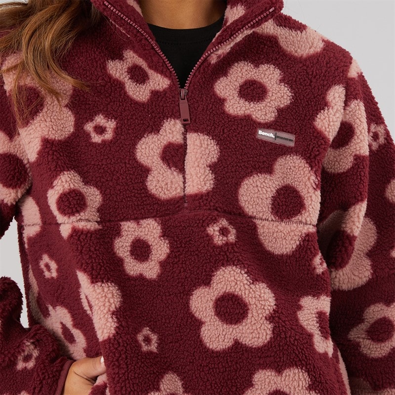Womens Dessa 1/4 Zip Fleece Cordovan/Light Dusky Pink - Image 3