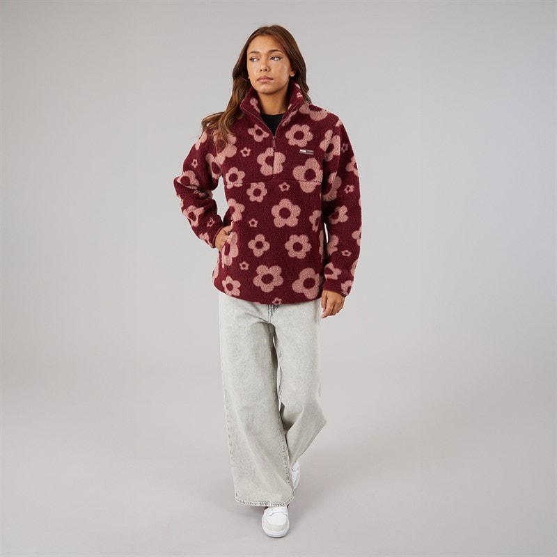 Womens Dessa 1/4 Zip Fleece Cordovan/Light Dusky Pink - Image 4