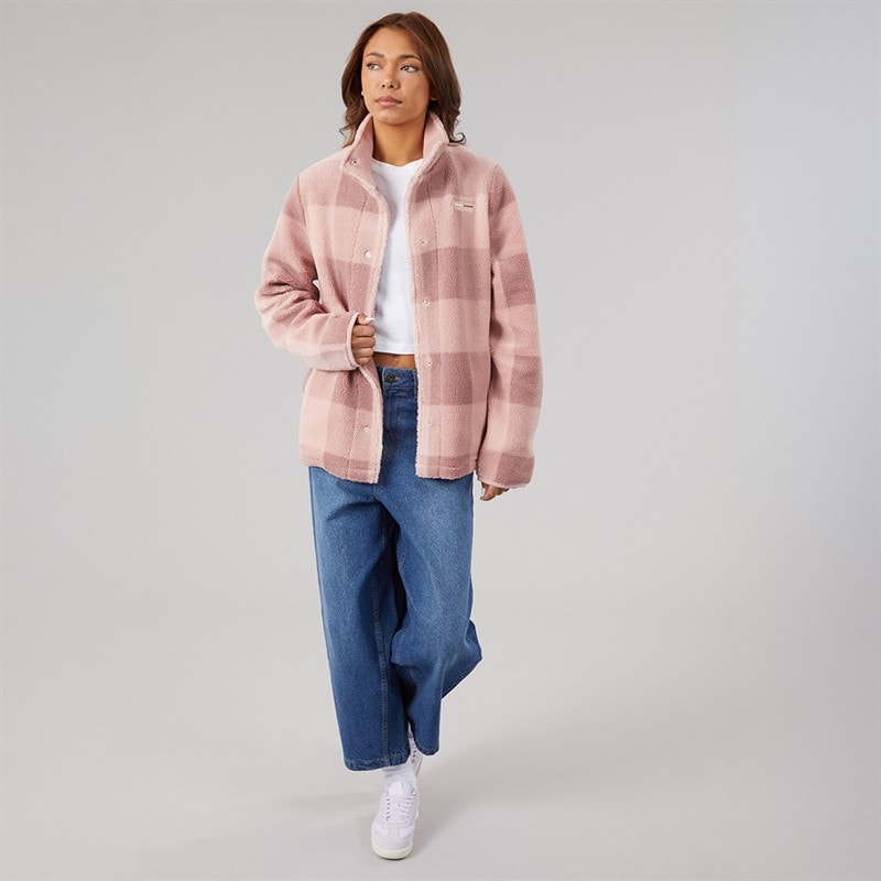 Womens Kess Funnel Neck Borg Light Dusky Pink - Image 3