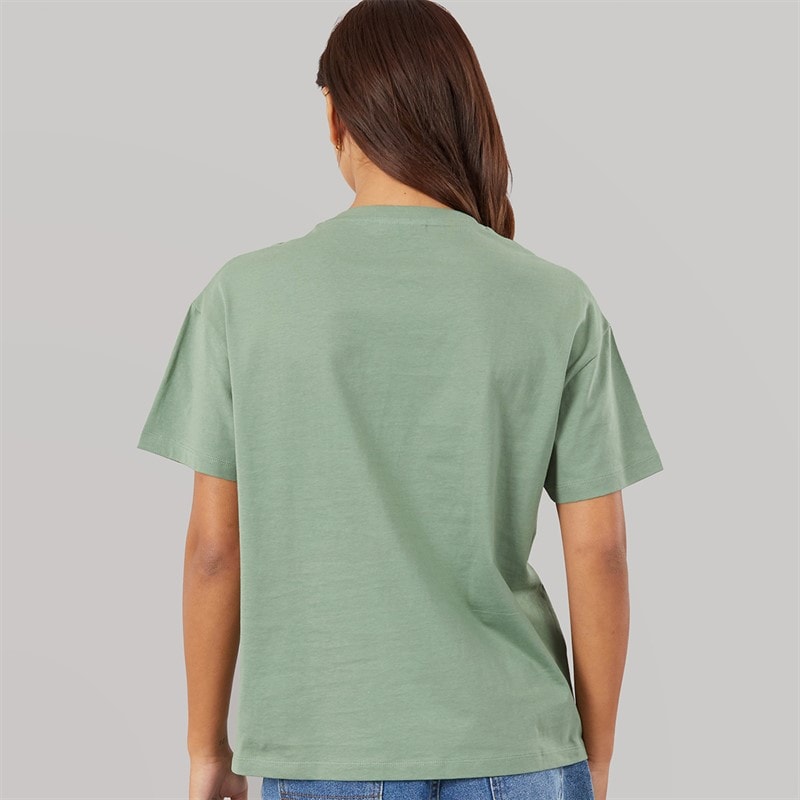 Womens Jana Boxy T-Shirt With Glitter Graphic Sage Green - Image 2