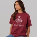 Womens Kaiden Oversized T-Shirt With Crest Graphic Cordovan