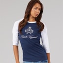Womens Diah 3/4 Sleeve T-Shirt With Crest Graphic Navy/White