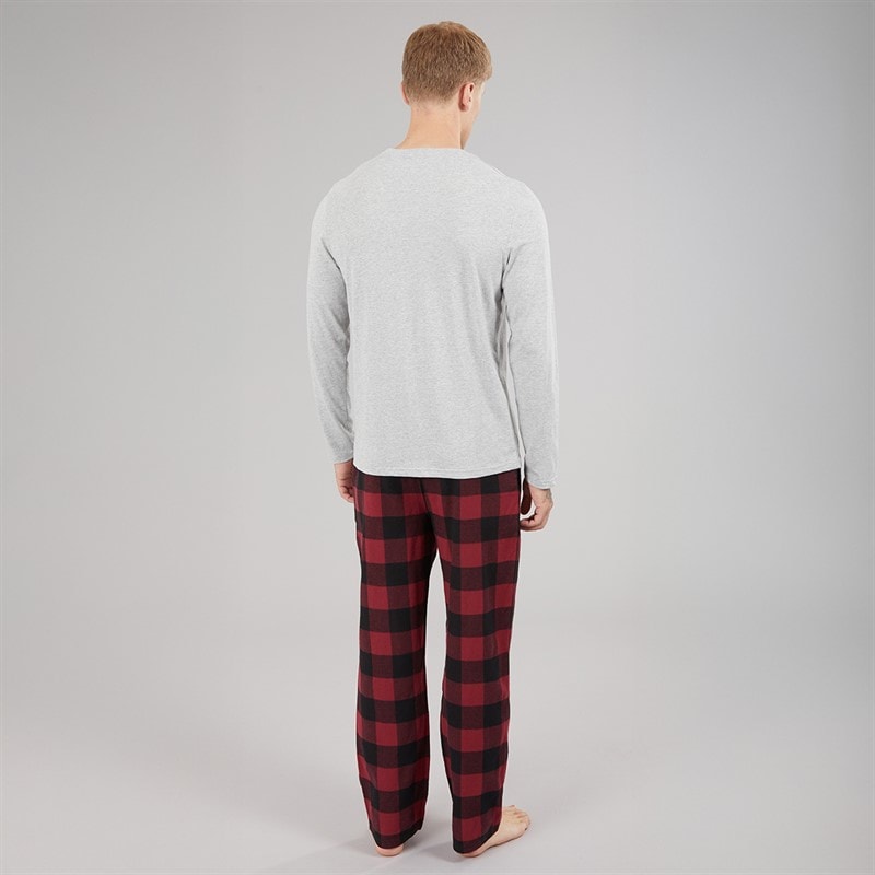 Mens Maugham Lounge Set Grey Marl/Cranberry Juice/Black Check - Image 2