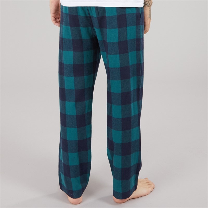 Mens Stortford Flannel Check Lounge Pants Navy/Teal - Image 2