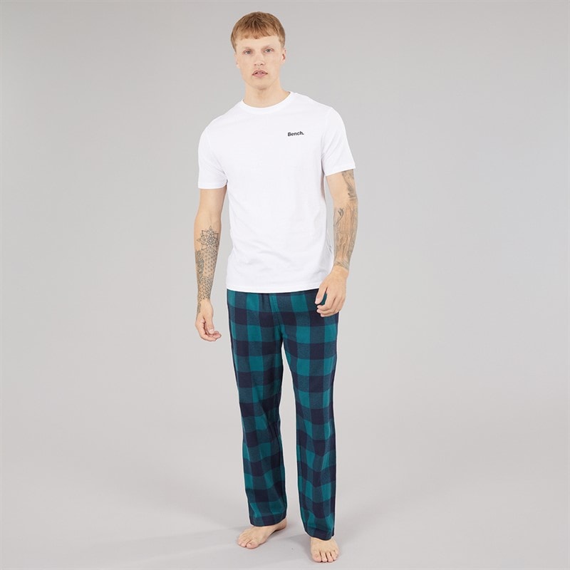 Mens Stortford Flannel Check Lounge Pants Navy/Teal - Image 4