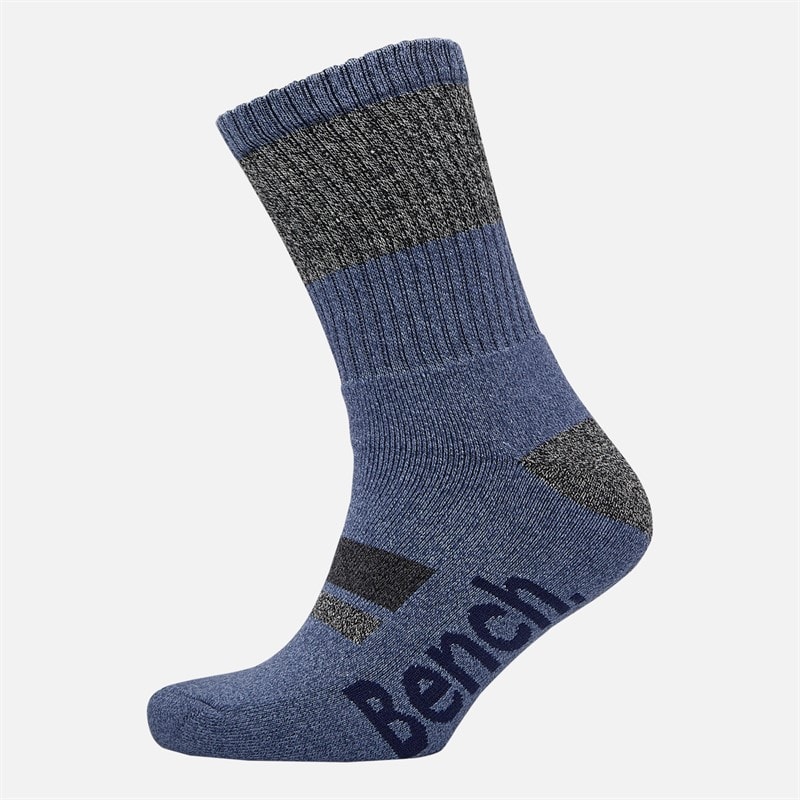 Mens Deroysix Six Pack Boot Socks Navy Blues And Marls - Image 3