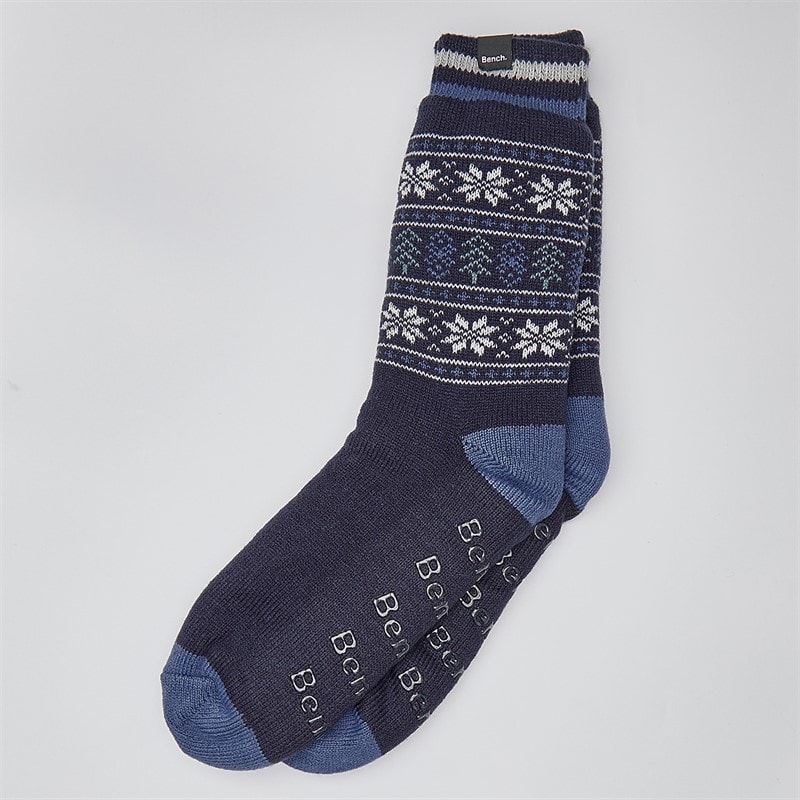 Bench Mens Holmead Sherpa Lined Slipper Socks Navy
