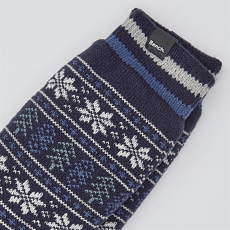 Mens Holmead Sherpa Lined Slipper Socks Navy - Image 2