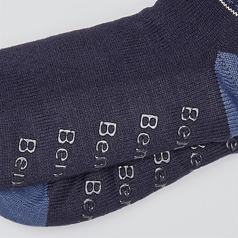 Mens Holmead Sherpa Lined Slipper Socks Navy - Image 3