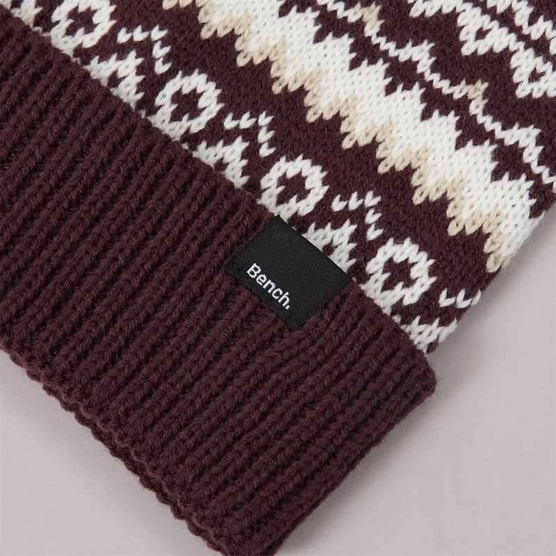 Womens Fairisle Bobble Hat Cherry Lacquer - Image 2