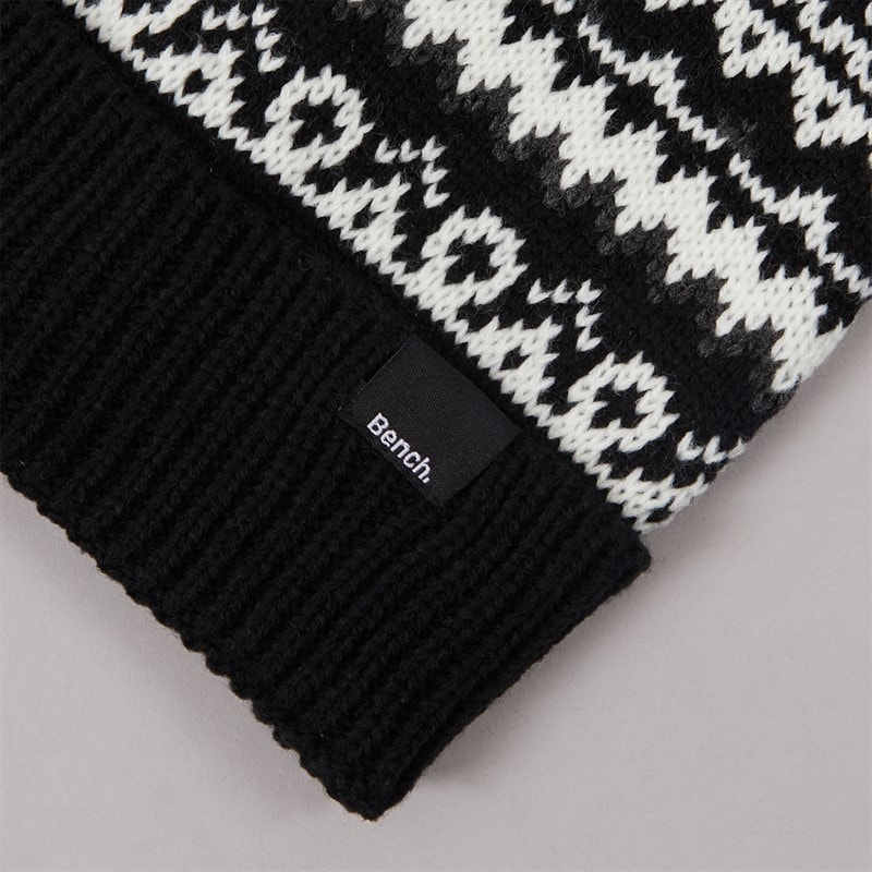 Womens Fairisle Bobble Hat Black - Image 2
