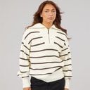 Womens Arina Knit Funnel Neck Jumper Ecru/Coffee
