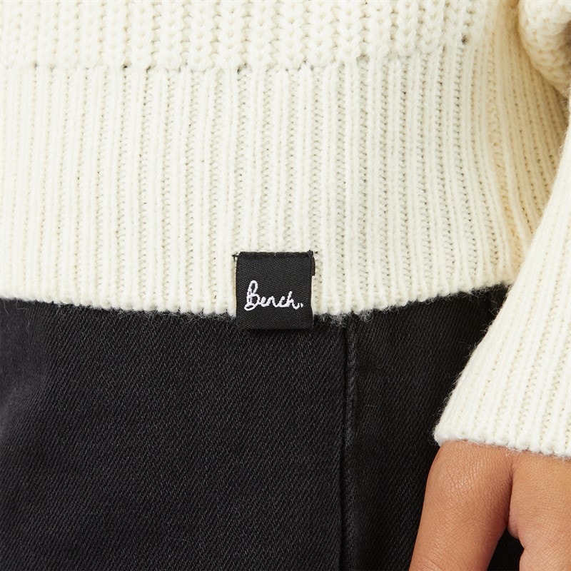 Womens Arina Knit Funnel Neck Jumper Ecru/Coffee - Image 3