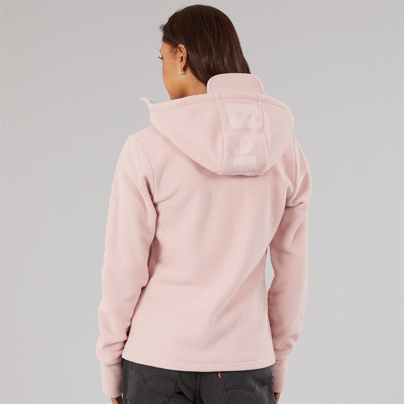 Womens Ninja Diagonal Zip Hoodie Light Dusky Pink - Image 2