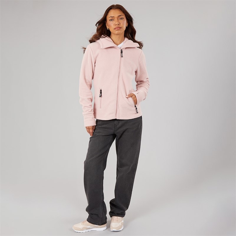 Womens Ninja Diagonal Zip Hoodie Light Dusky Pink - Image 3
