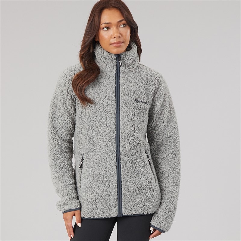 Womens Edition Sherpa Fleece Jacket Grey - Image 3