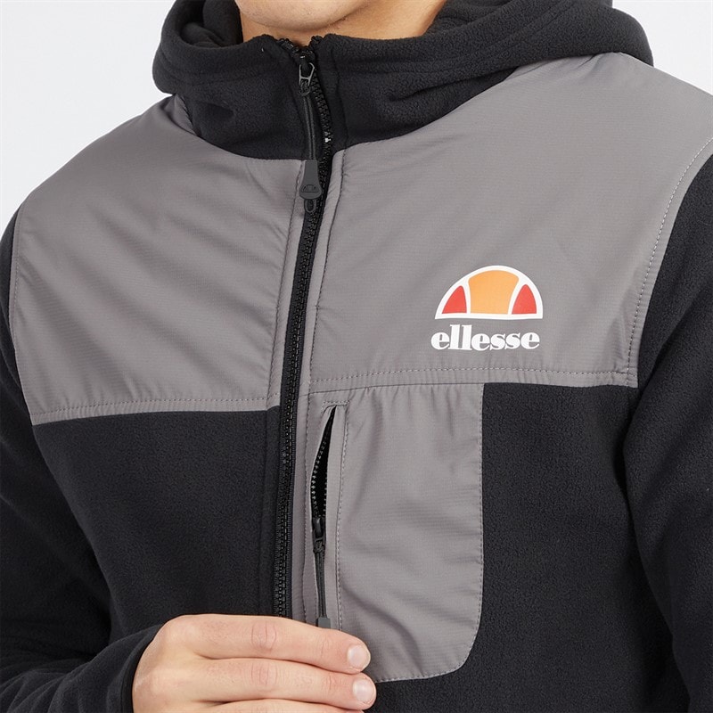 Mens Drago Hooded Fleece Jacket Black - Image 3
