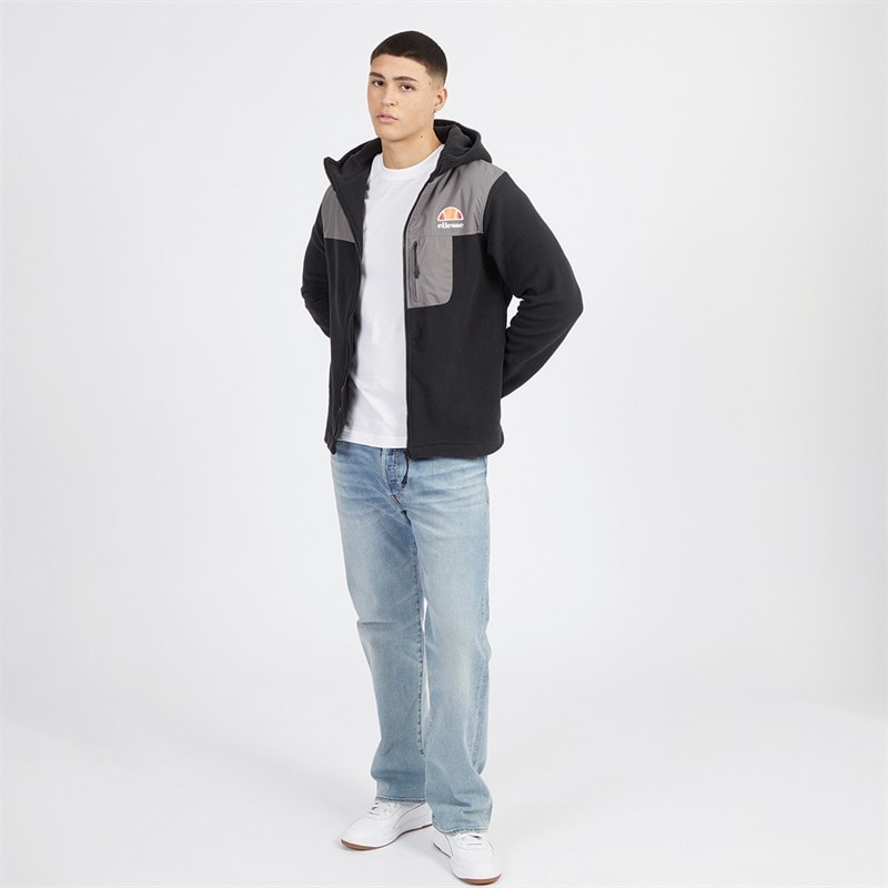 Mens Drago Hooded Fleece Jacket Black - Image 4