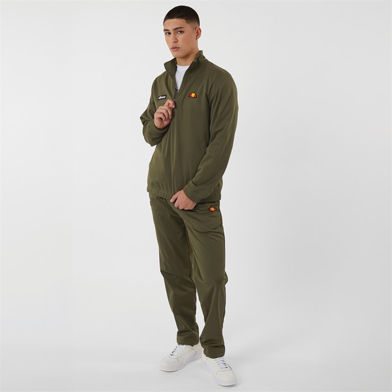 Mens Ferrari Poly Tracksuit Khaki - Image 3