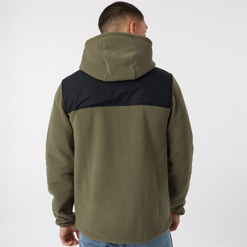 Mens Drago Hooded Fleece Jacket Khaki - Image 2