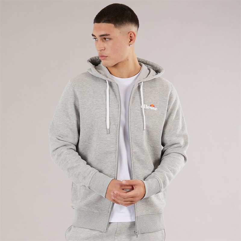 Mens Klemerio Full Zip Hoodie Light Grey Marl - Image 3