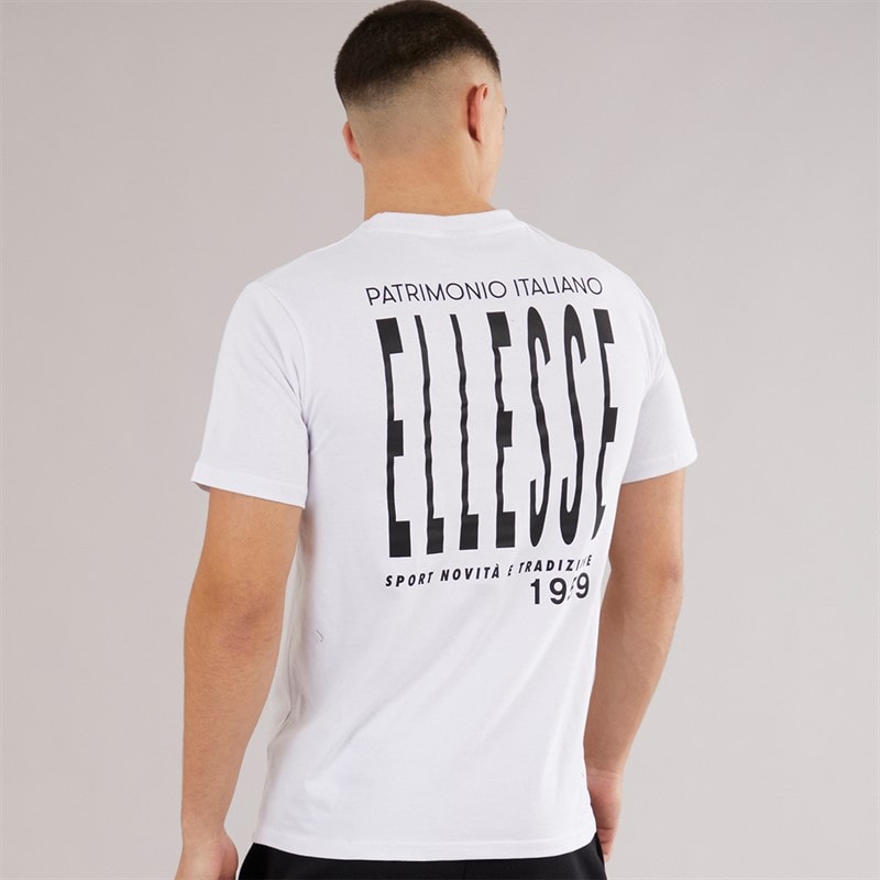 Mens Retanna Back Logo T-Shirt White/Black - Image 3