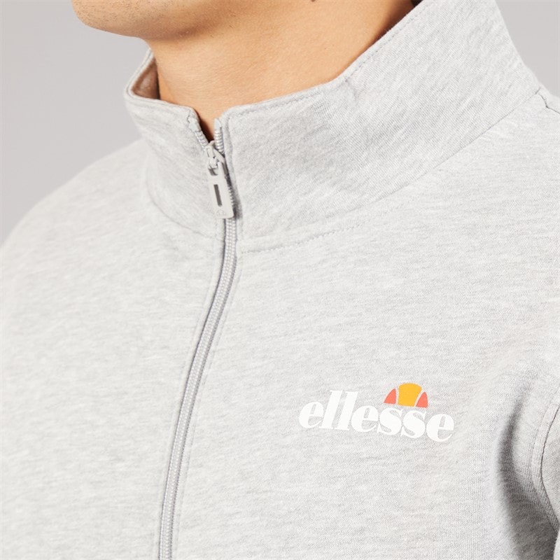 Mens Benevento 1/4 Zip Sweatshirt Light Grey Marl - Image 3