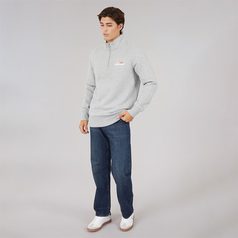 Mens Benevento 1/4 Zip Sweatshirt Light Grey Marl - Image 4