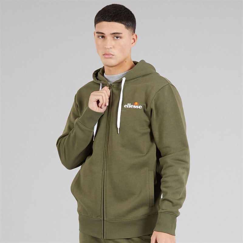 Mens Klemerio Full Zip Hoodie Khaki - Image 3