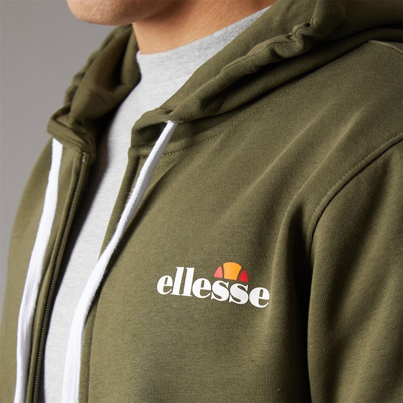 Mens Klemerio Full Zip Hoodie Khaki - Image 5