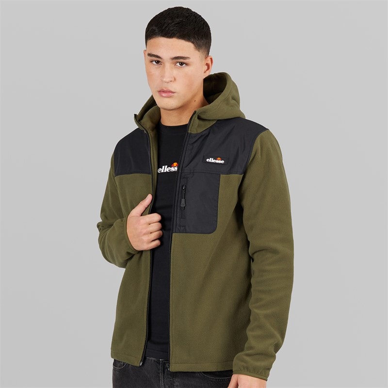 Mens Caprio Hooded Fleece Jacket Khaki - Image 1