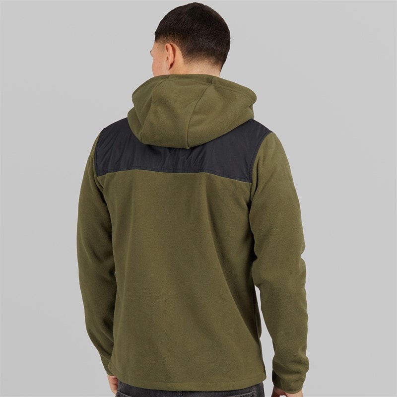 Mens Caprio Hooded Fleece Jacket Khaki - Image 2