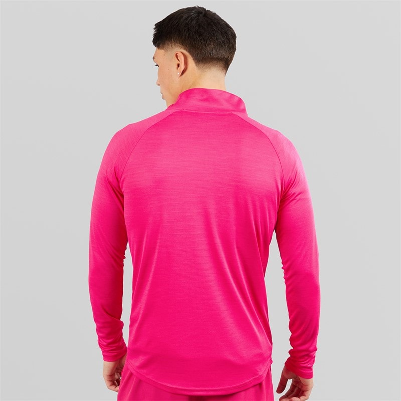 Mens Brandon 1/4 Zip Running Top Hot Pink - Image 2