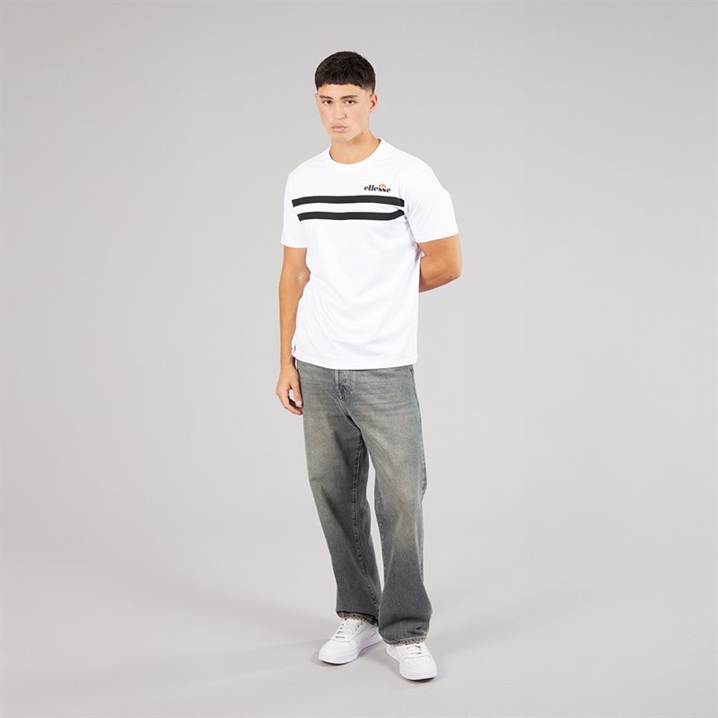 Mens Squalius Retro Stripe T-Shirt White - Image 4