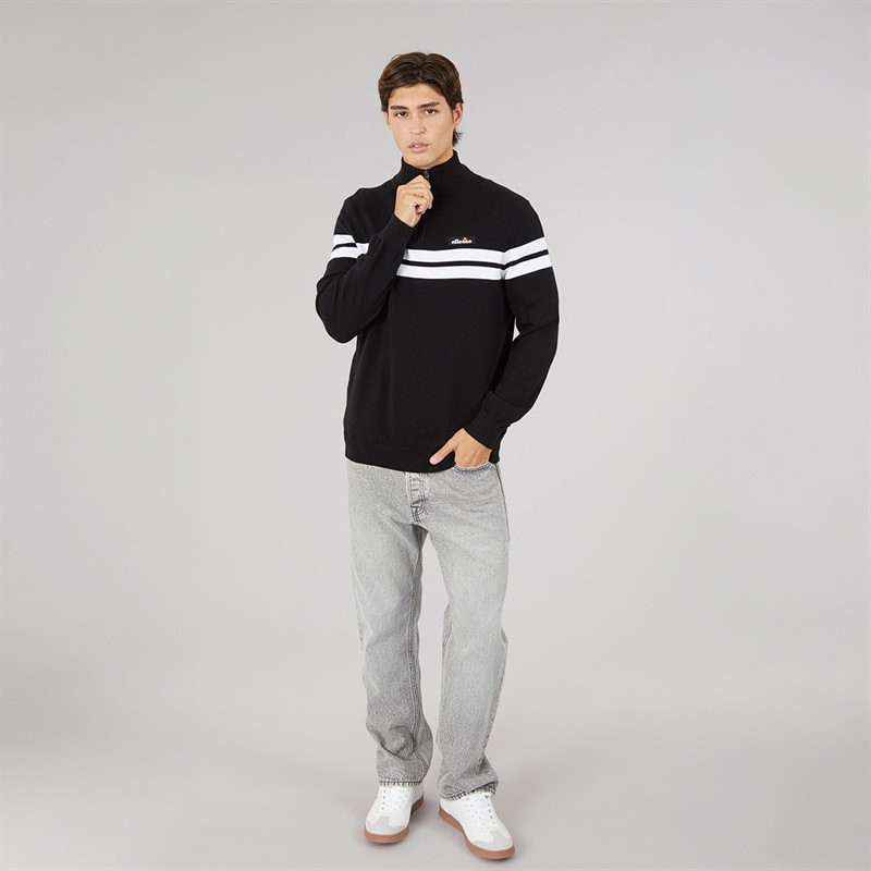 Mens Dison 1/2 Zip Knitted Jumper Black - Image 4