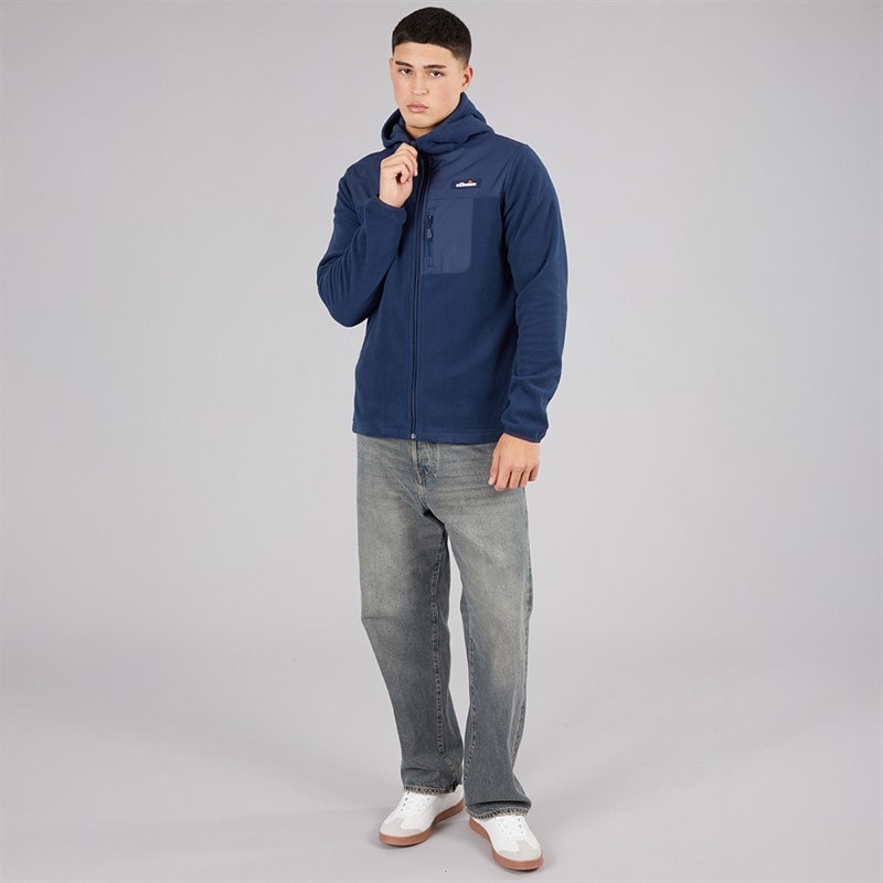Mens Caprio Hooded Fleece Jacket Navy - Image 4