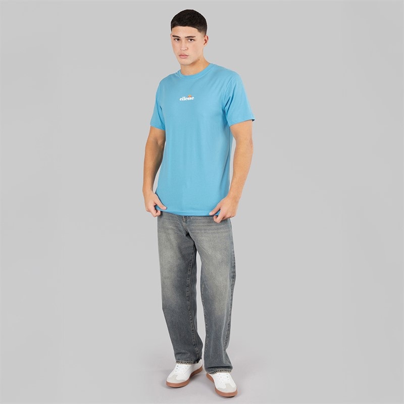 Mens Ollio 2 Central Logo T-Shirt Blue - Image 4