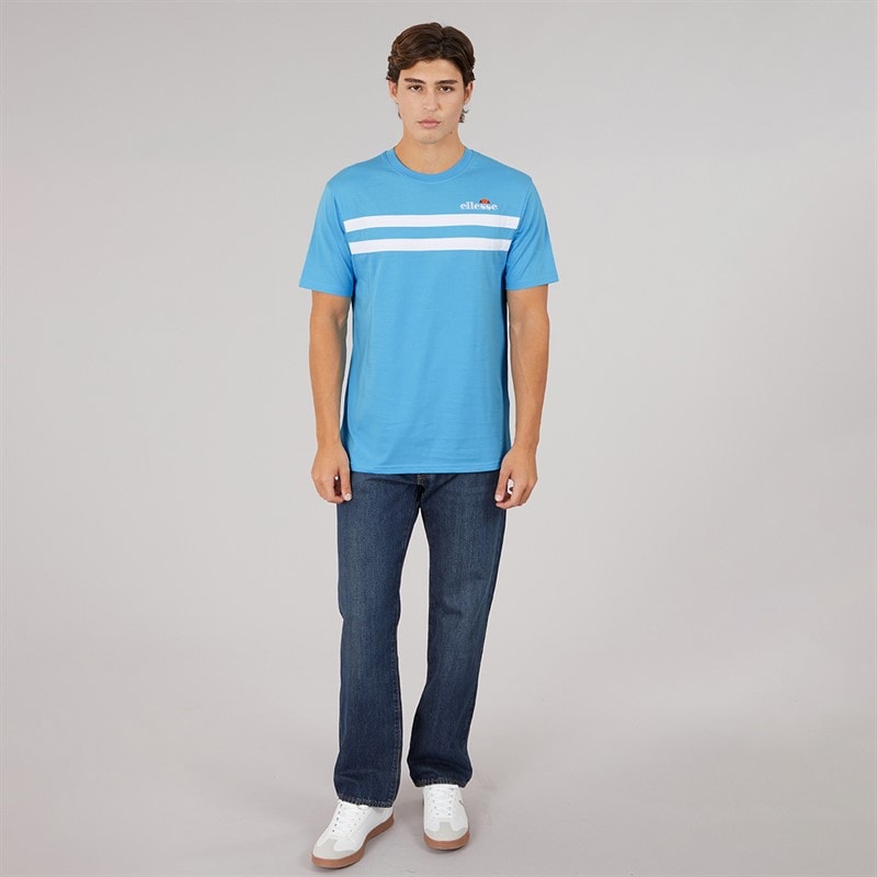 Mens Squalius Retro Stripe T-Shirt Blue - Image 4