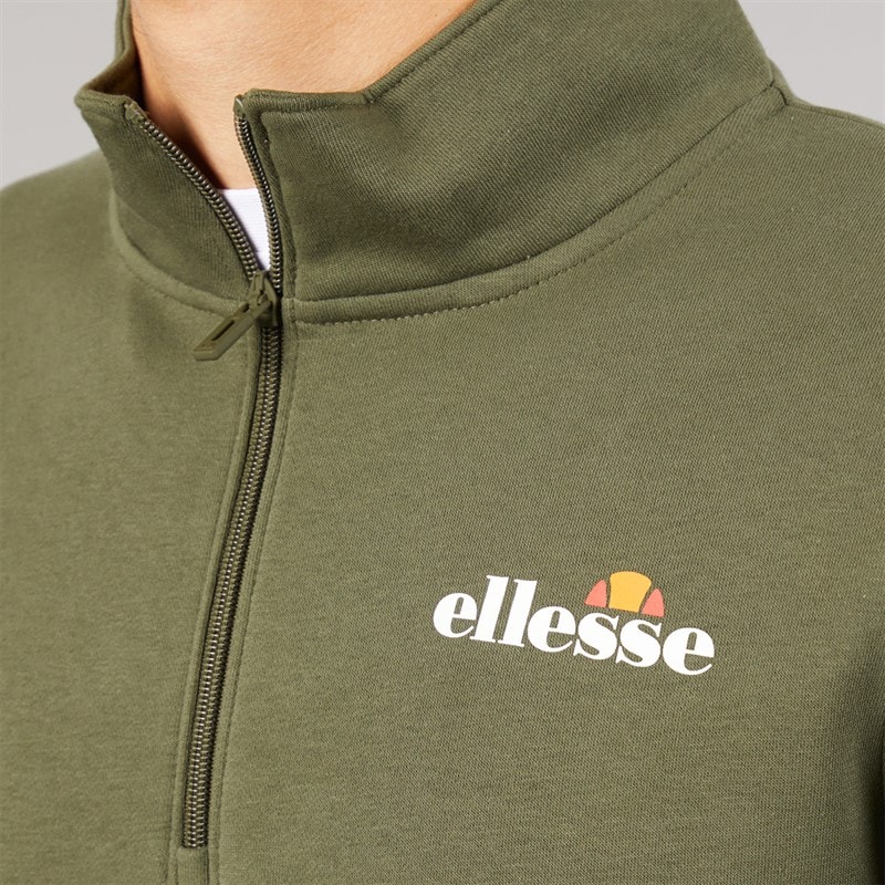 Mens Benevento 1/4 Zip Sweatshirt Khaki - Image 3