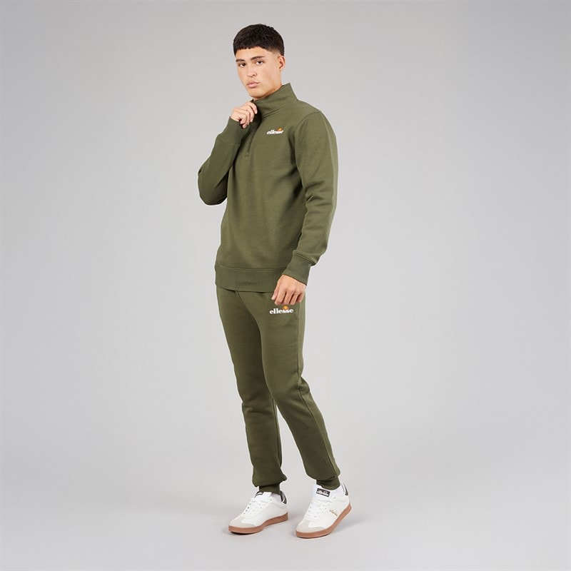 Mens Benevento 1/4 Zip Sweatshirt Khaki - Image 4
