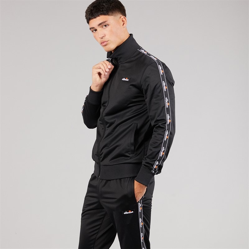 Mens Barelo Taped Poly Tracksuit Black - Image 3