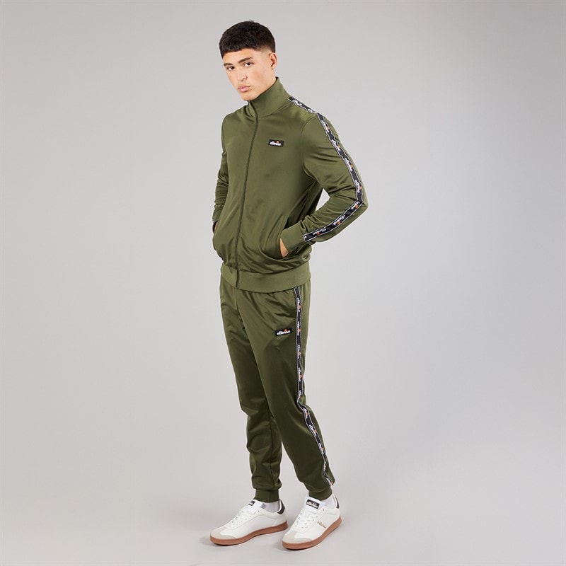Mens Barelo Taped Poly Tracksuit Khaki - Image 3