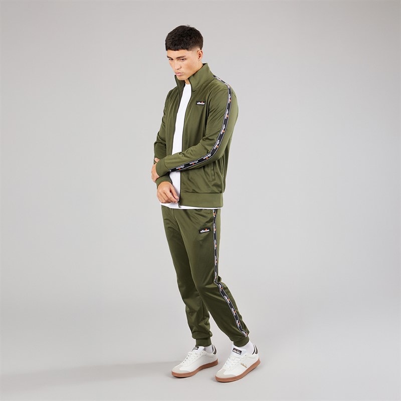 Mens Barelo Taped Poly Tracksuit Khaki - Image 4