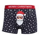 Mens Fairisle Novelty Christmas Boxer Trunks Navy