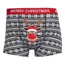 Mens Fairisle Novelty Christmas Boxer Trunks Black