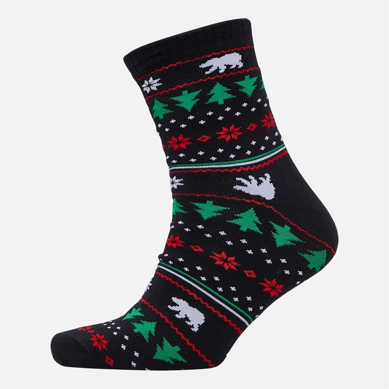 Mens Festive Boxers And Two Pack Socks Set Black Multi - Image 2