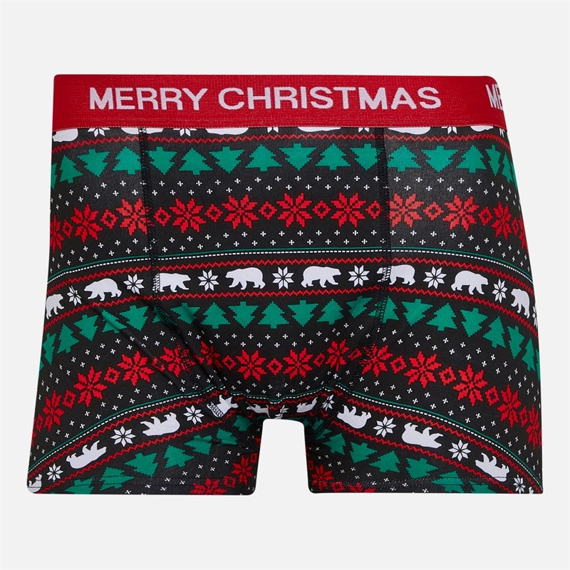 Mens Festive Boxers And Two Pack Socks Set Black Multi - Image 3