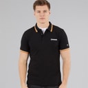 Mens Triple Tipped Polo Shirt Black Stone/Cash/Orange