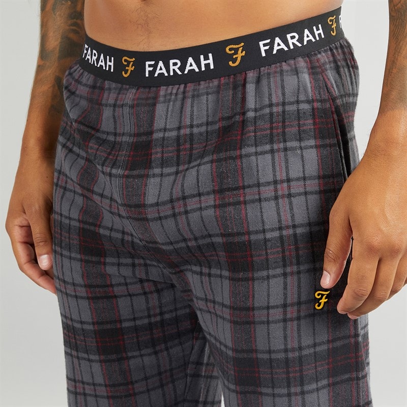 Mens Dutra Check Flannel Lounge Pants Dark Grey/Black/Burgundy Check - Image 4